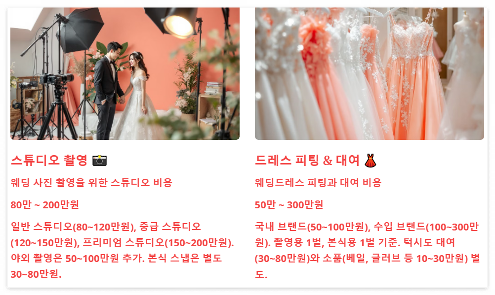 스드메 비용정리