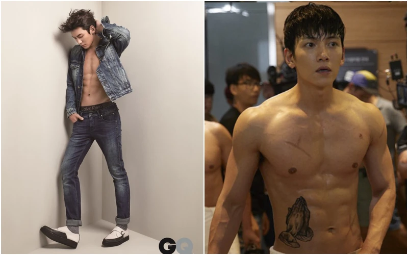 상의를 탈의해 복근을 그대로 드러난 지창욱