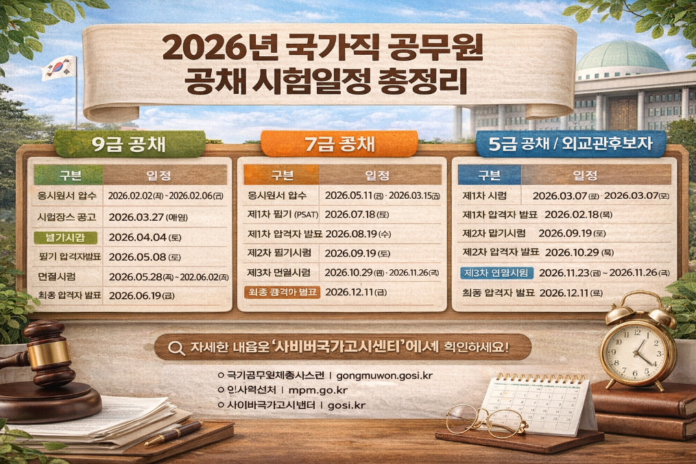 2026년 국가직 공무원 시험일정 한눈에 총정리
