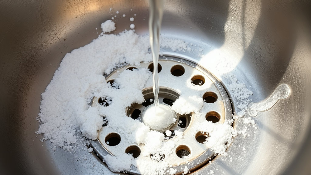 지저분했던 싱크대 배수구에 하얀 베이킹소다