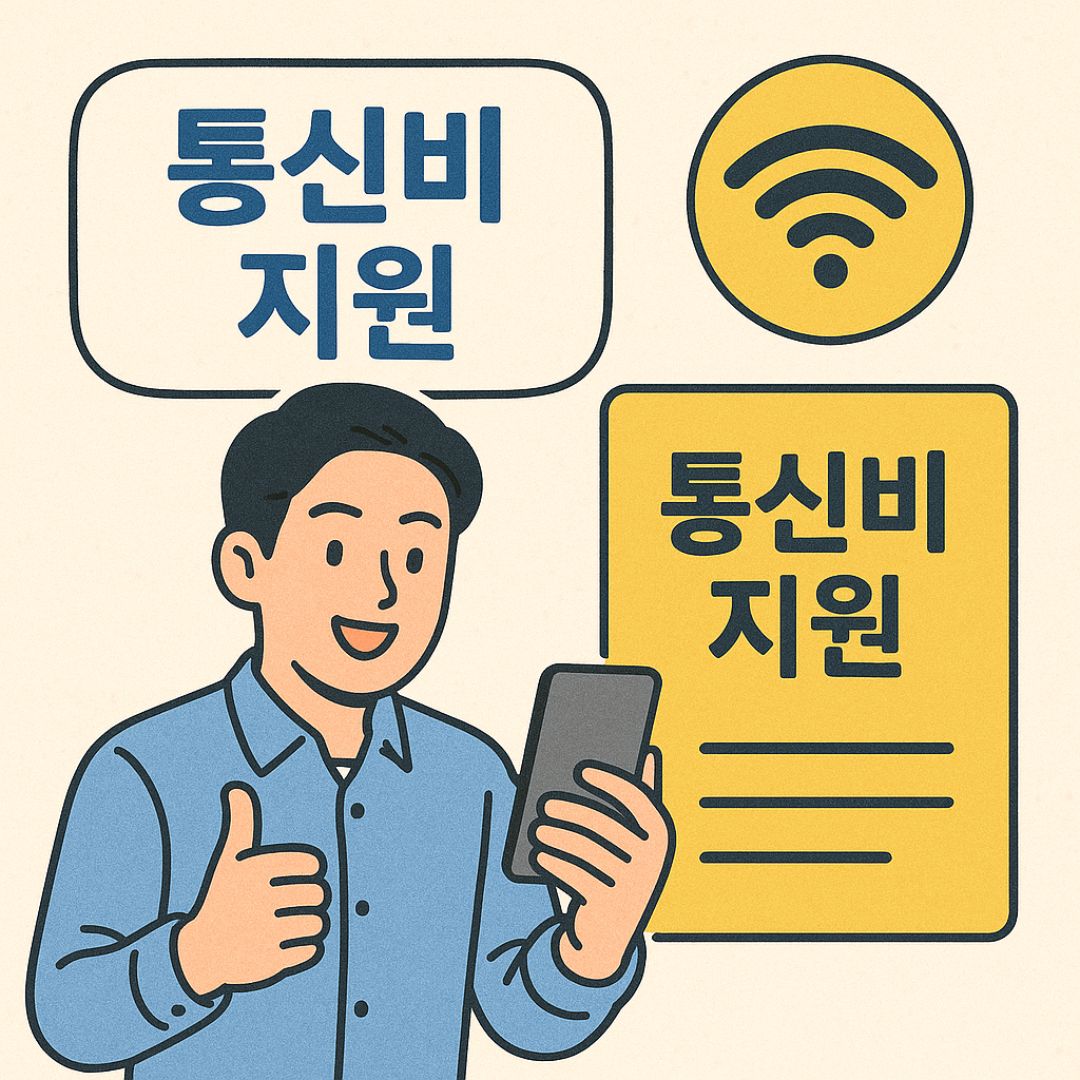 통신비 지원에 대한 내용을 핸드폰으로 보고 있는 남자