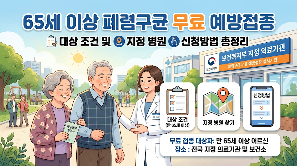 65세 이상 폐렴구균 무료 예방접종 대상 조건 및 지정 병원 신청방법 총정리
