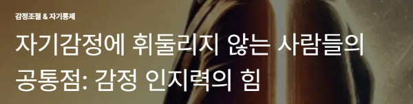 자기감정에 휘둘리지 않는 사람들의 공통점: 감정 인지력의 힘