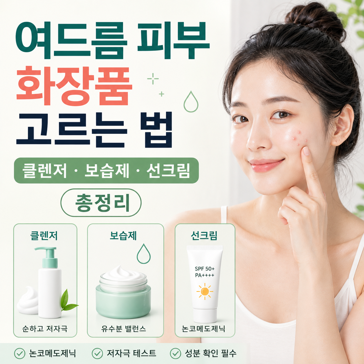 여드름 피부 화장품 고르는 법