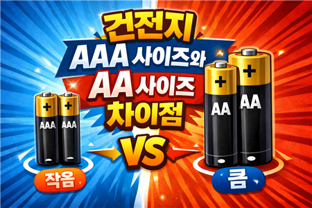 건전지 aaa사이즈와aa사이즈차이점