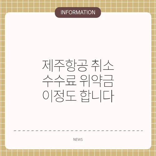 제주항공 취소 수수료 위약금 이정도 합니다
