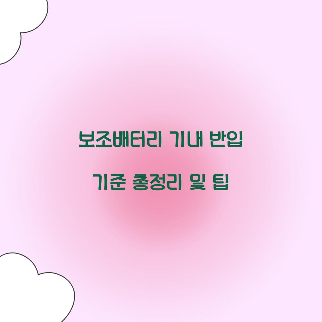 보조배터리 기내 반입 기준