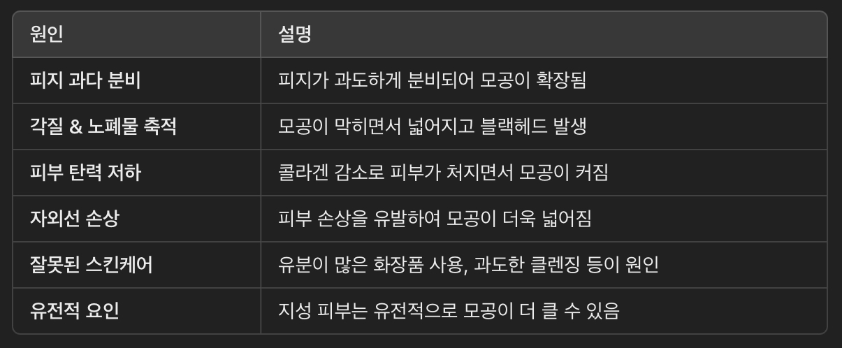 모공이 커지는 주요 원인