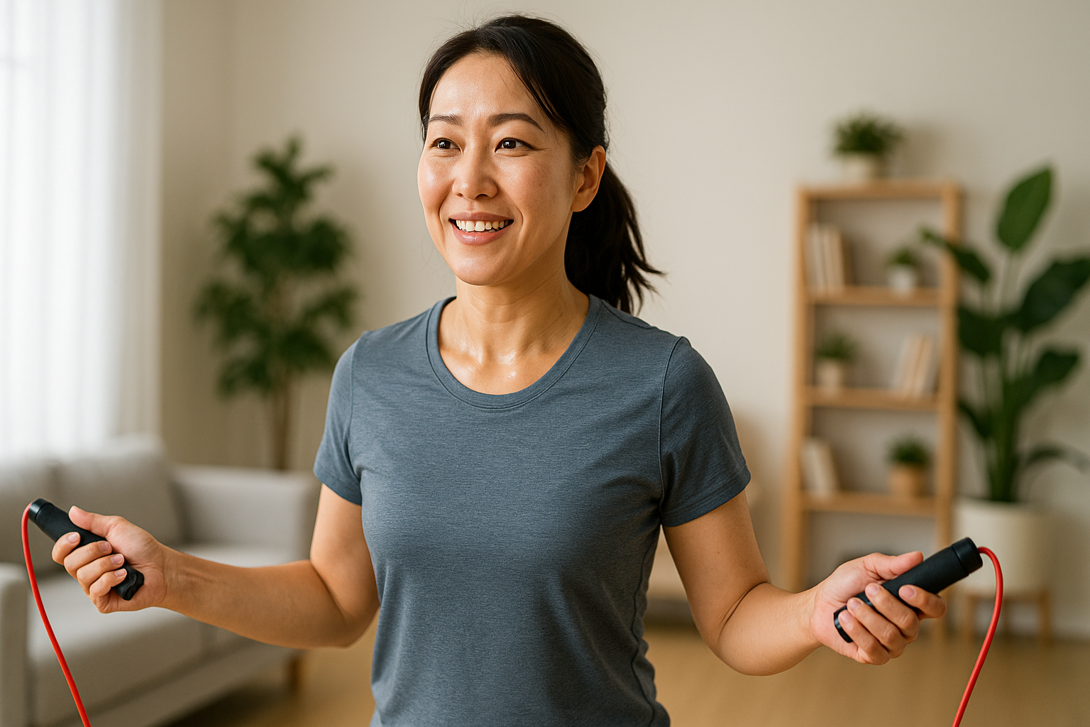 운동을 하고 있는 중년여성