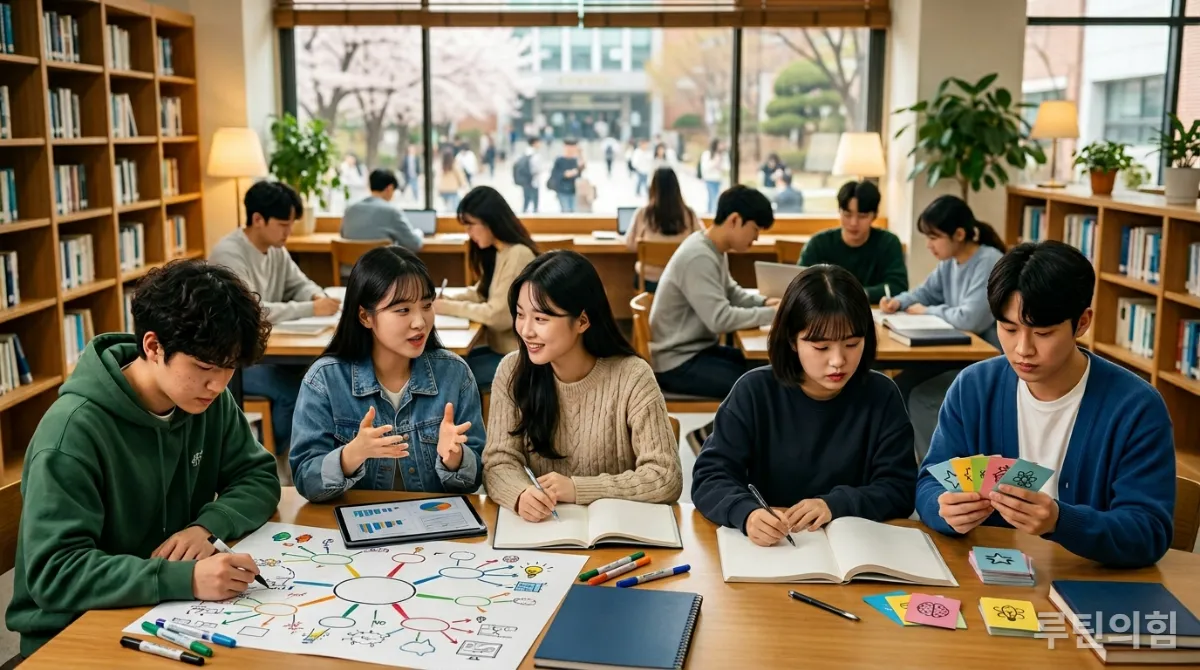 다양한 학습 방법으로 공부하는 한국인 학생들