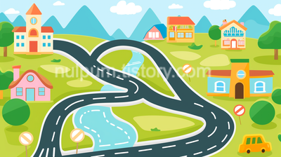 동네, 횡단보도, 버스노선