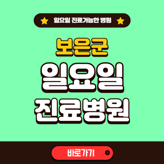 보은군 일요일 진료 가능한 병원 ❘ 주말 문여는 곳 총정리 (소아과, 내과, 안과, 치과, 피부과, 정형외과, 산부인과)