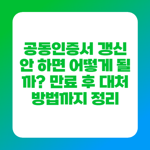 공동인증서 갱신 안 하면 어떻게 될까? 만료 후 대처 방법까지 정리