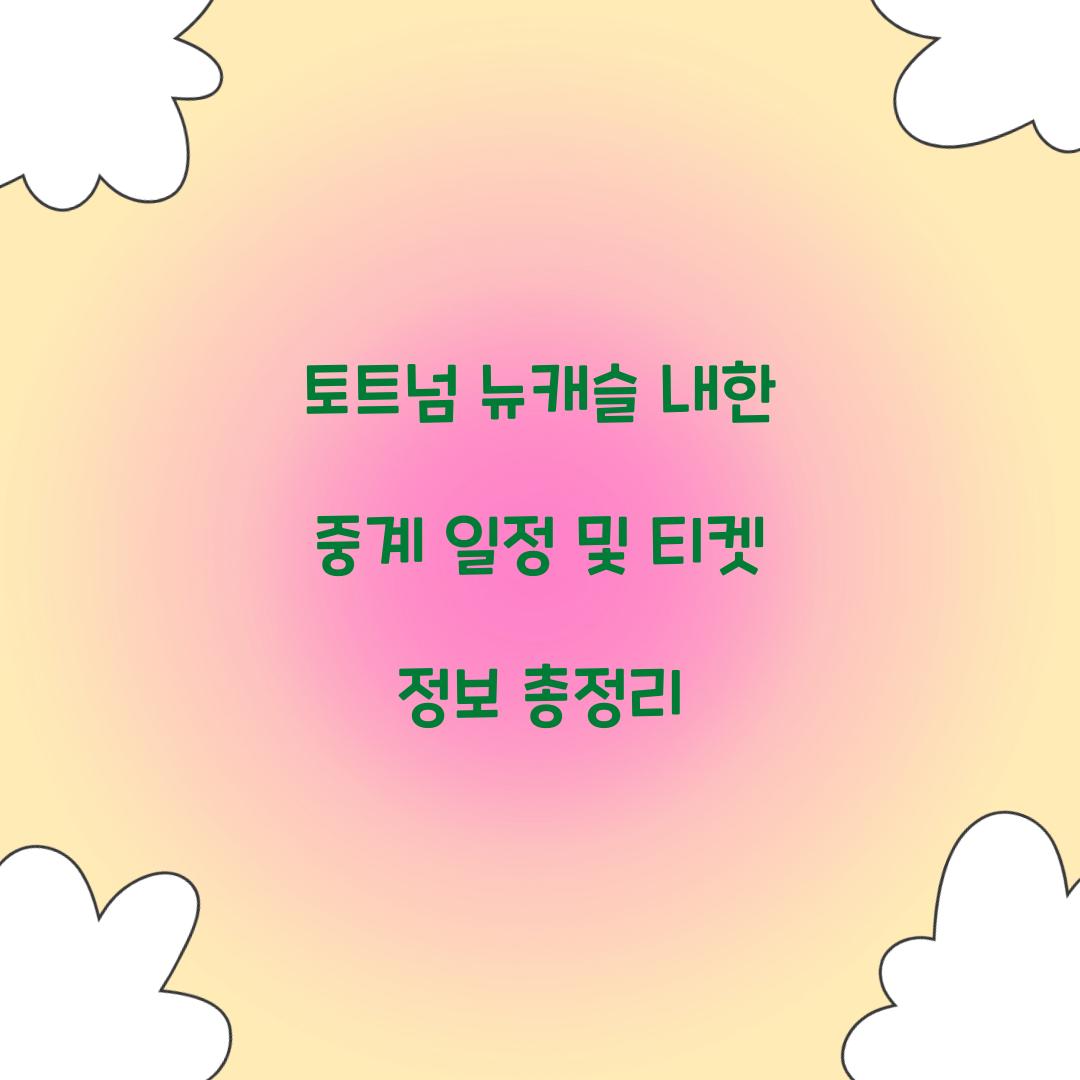 토트넘 뉴캐슬 내한 중계