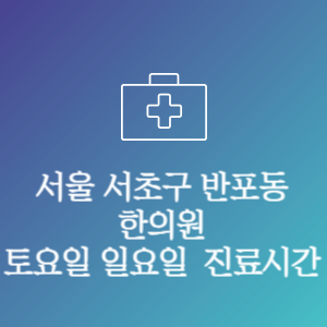 서울 서초구 반포동 한의원 주말 토요일 일요일 문여는 병원 진료시간