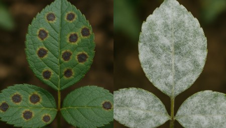 점무늬병과 곰팡이병 비교 사진