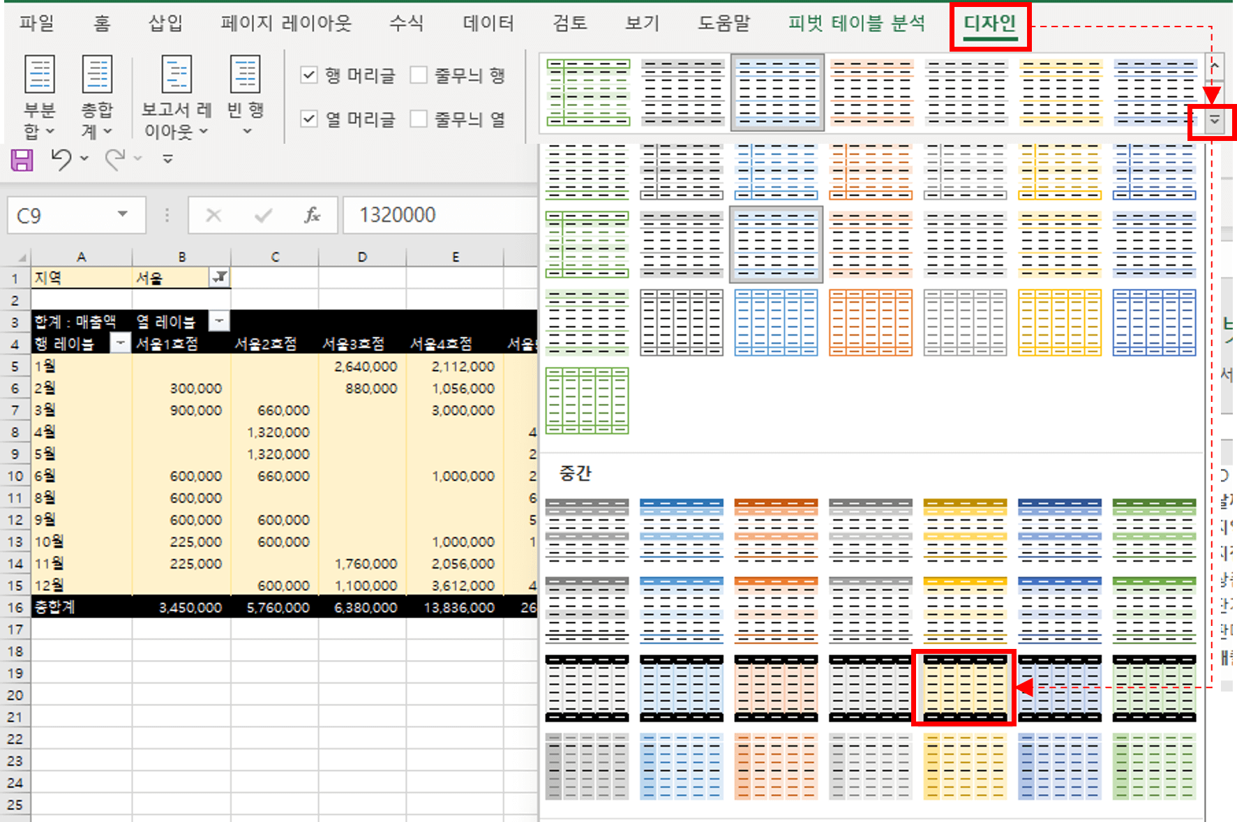 엑셀 피벗테이블 사용법