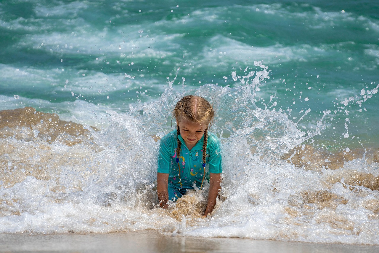 해변, 휴가 , 여자, 물놀이