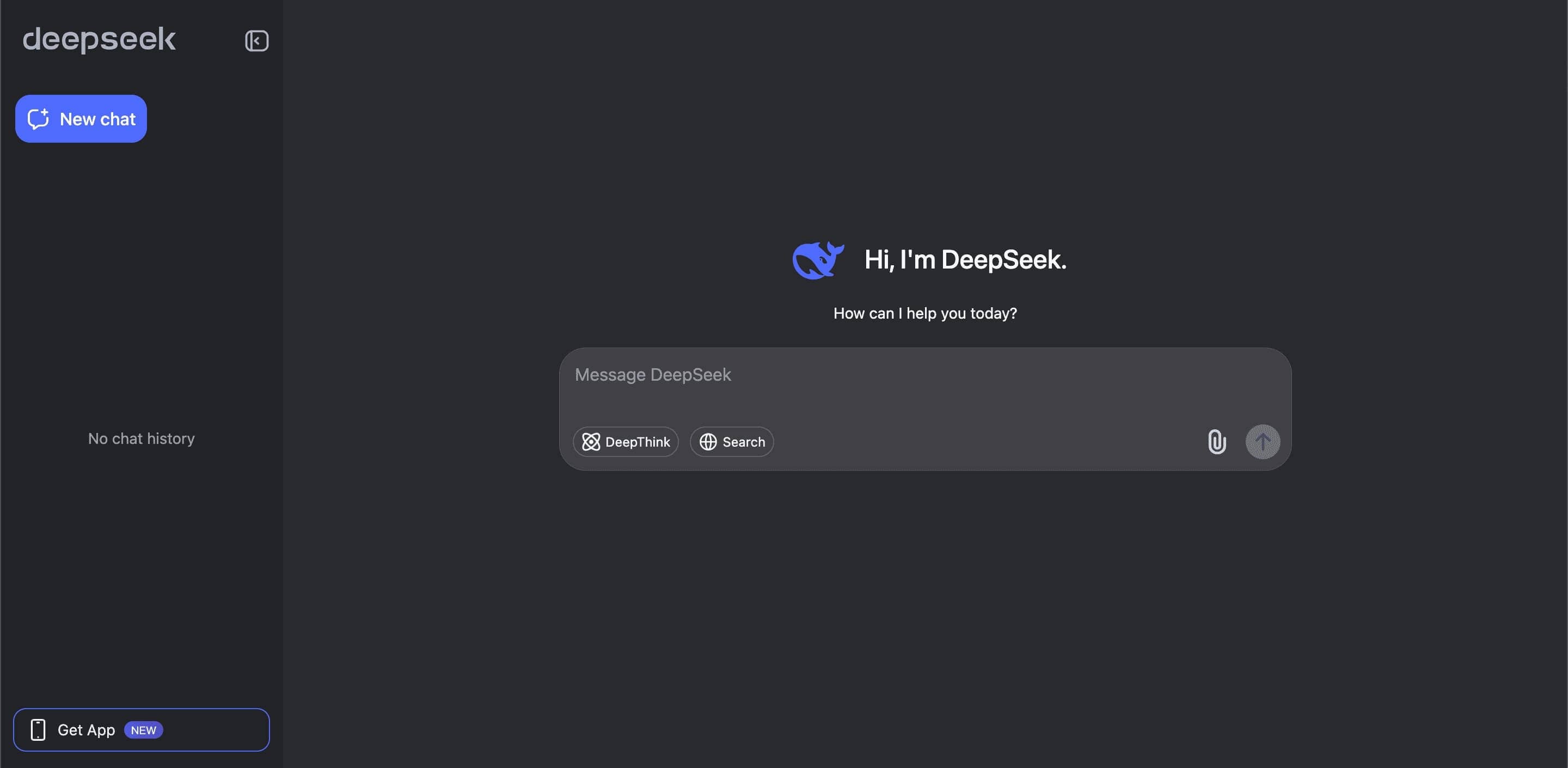 딥시크 V3 기본 UI 화면
