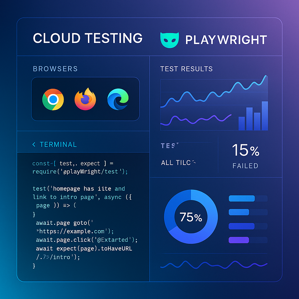 Playwright MCP cloud testing automation dashboard with browsers and analytics for modern CI/CD workflows