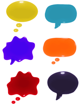 다양한 형태과 색상의 말풍선들