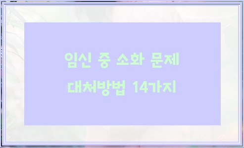 임신 중 소화 문제 대처방법 14가지