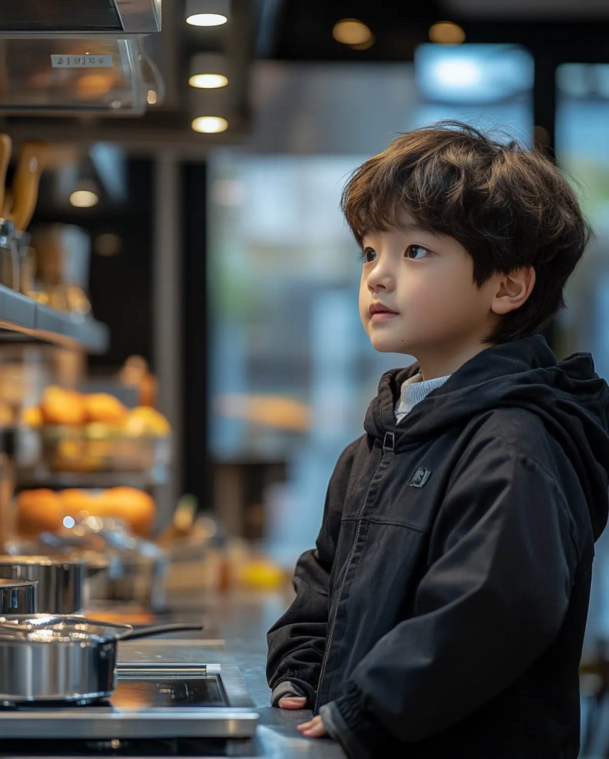 모던한-주방에서-엄마를-보고있는-한국아이01
