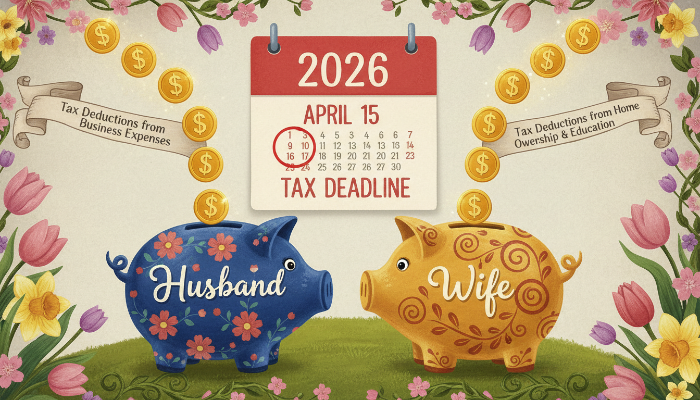 부부가 함께 받는 청약통장 소득공제 혜택을 형상화한 일러스트