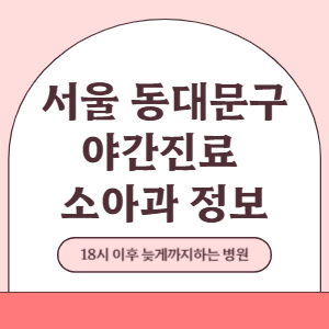 서울 동대문구 야간진료 소아과 병원 (18시 이후 늦게까지하는 병원)