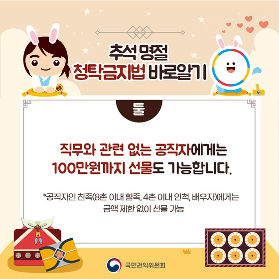 직무와 관련없는 공직자에게 주는 선물