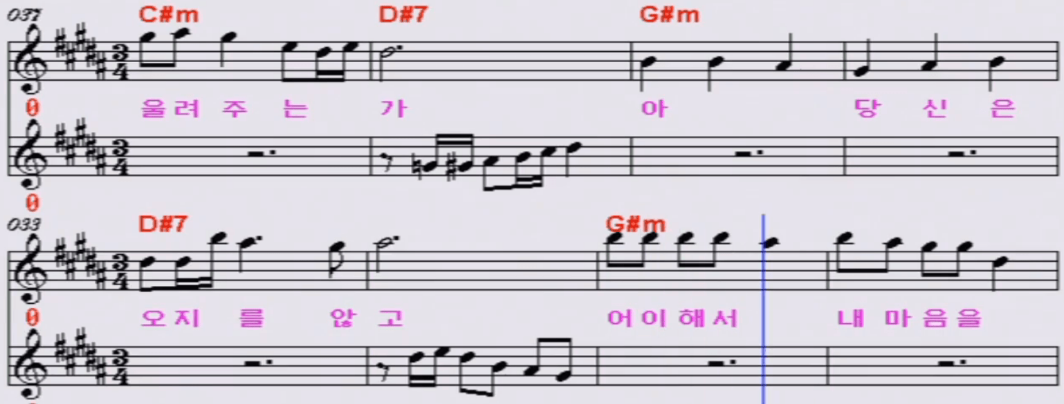 주현미 비에 젖은 터미널 악보