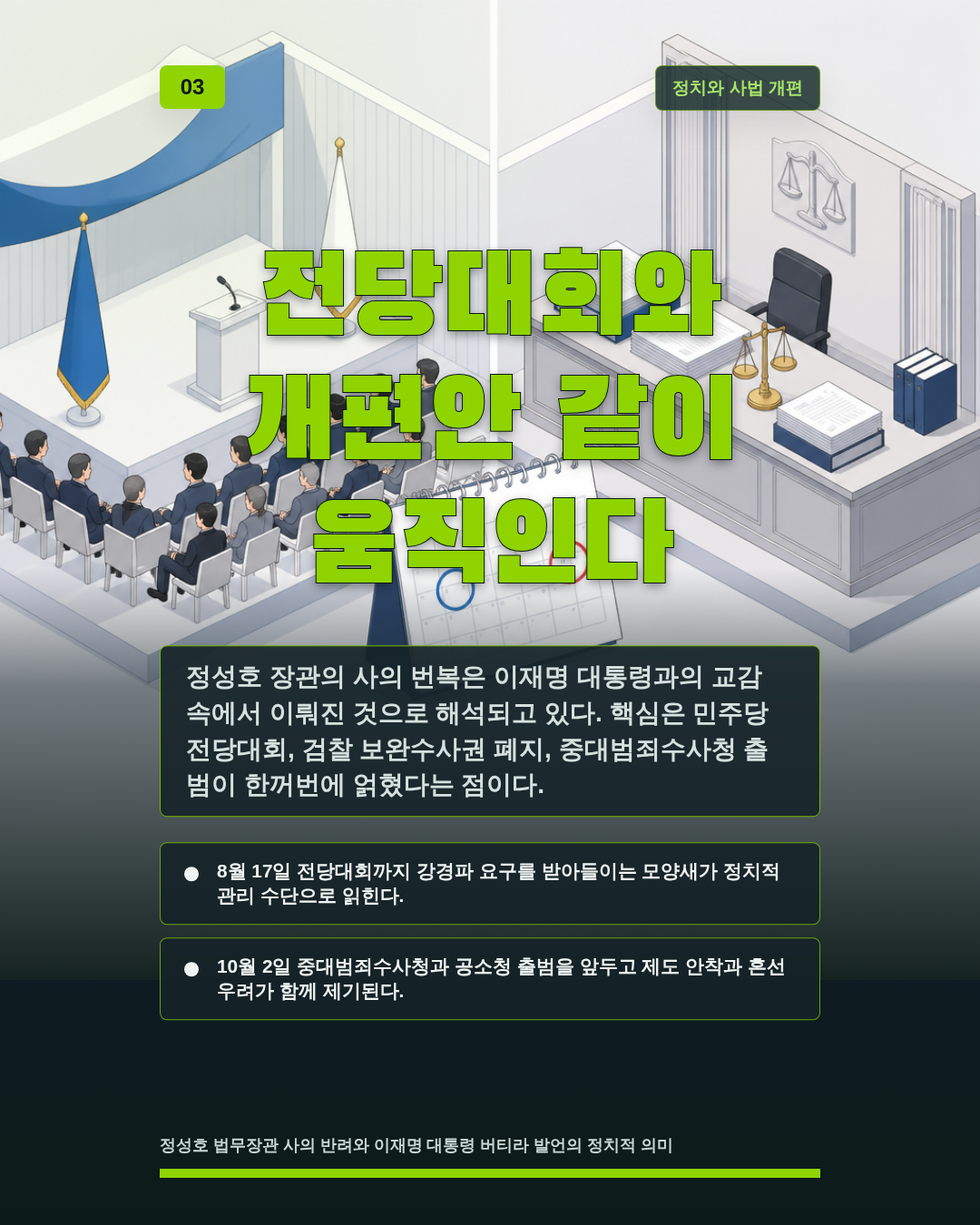 전당대회와 개편안 같이 움직인다