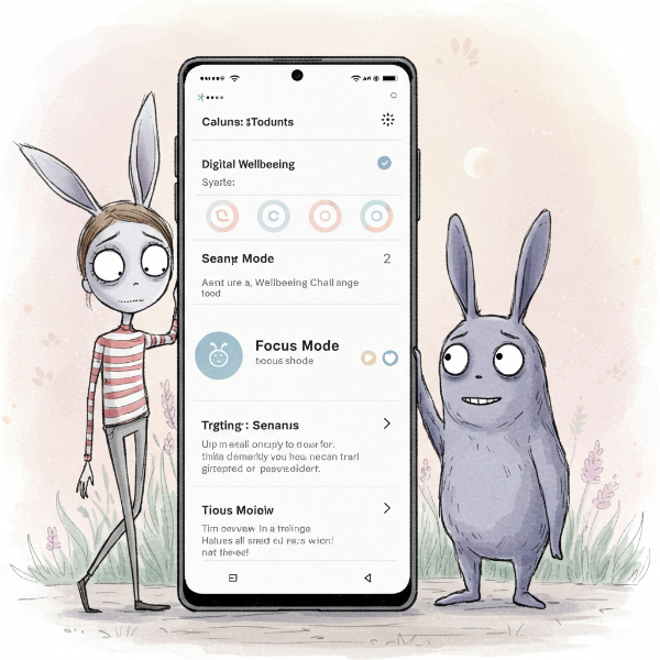 갤럭시 S25 화면에 표시된 디지털 웰빙 'Focus Mode' 또는 '디지털 디톡스 챌린지' 기능, 건강한 스마트폰 사용 습관
