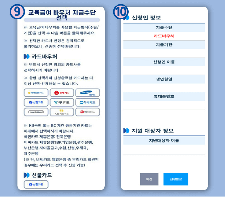 교육급여 바우처 신청절차6(@교육급여 바우처 홈페이지)