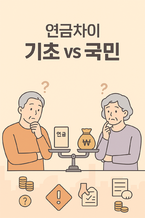 기초연금 vs 국민연금 차이 이미지