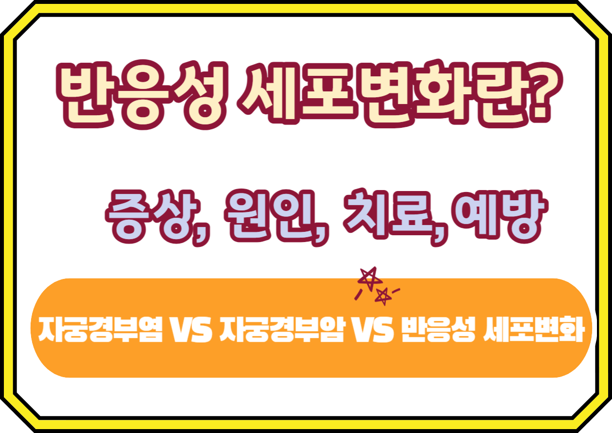 반응성 세포변화란? 자궁 건강의 중요한 신호를 무시하면 안됩니다! 자궁경부암 검사는 여성 건강의 핵심입니다. 이 글에서는 자궁경부암 검사, 반응성 세포변화, 자궁경부염 등에 대해 알아보고, 이를 예방하고 관리하는 방법에 대해 설명합니다. 여성 건강을 지키는 첫걸음으로 함께 알아보시죠.