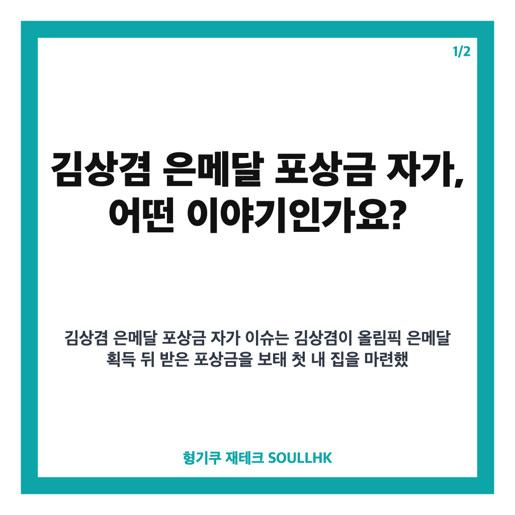 김상겸 은메달 포상금 자가, 2억 7천 보태 마련한 첫 집 공개 카드뉴스 1