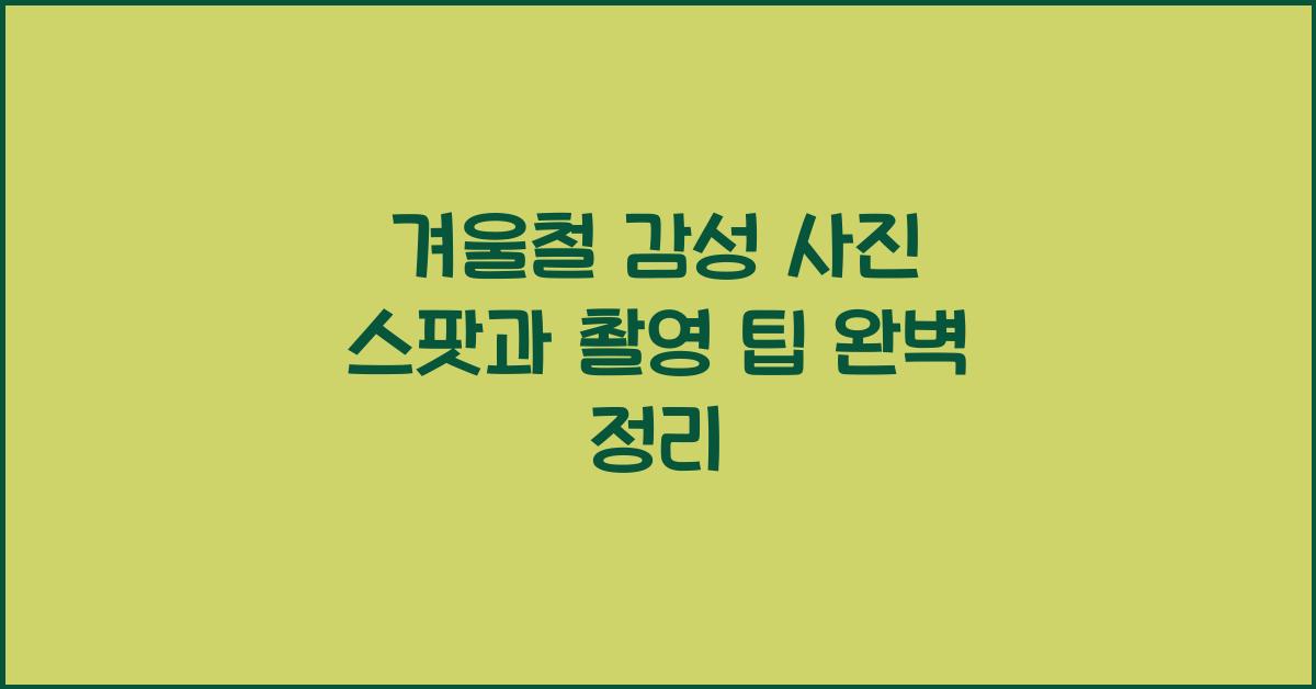 겨울철 감성 사진 스팟과 촬영 팁