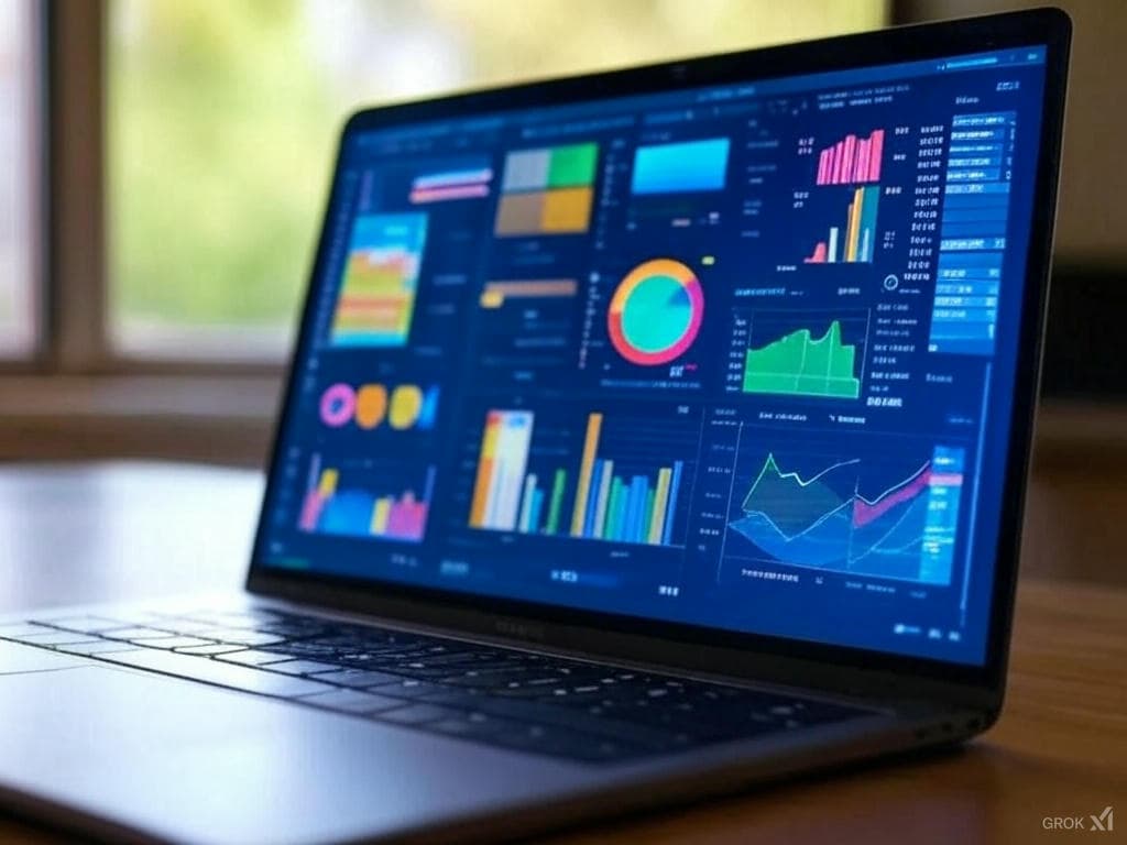 모니터에 마케팅 분석 자료 화면