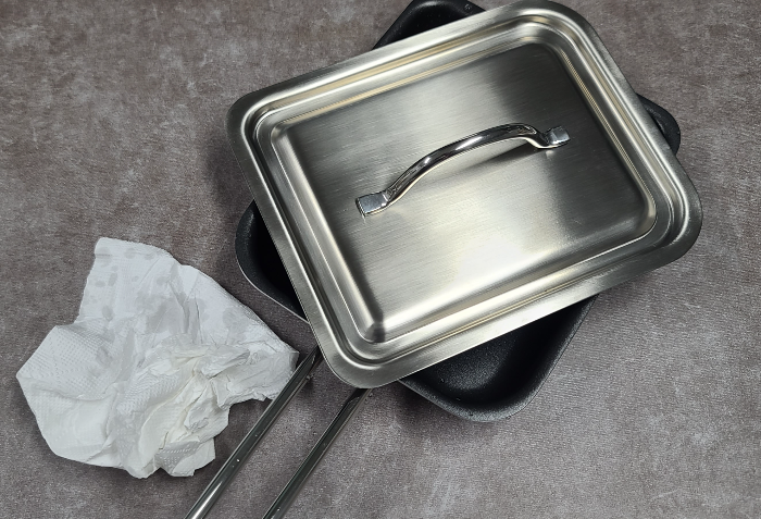 스테인리스 식기 프라이팬 세척법 식용유 키친타올 연마제 제거 식초사용 끓이기 주방세제 세척완료