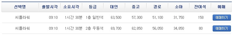 씨플라워 스케줄