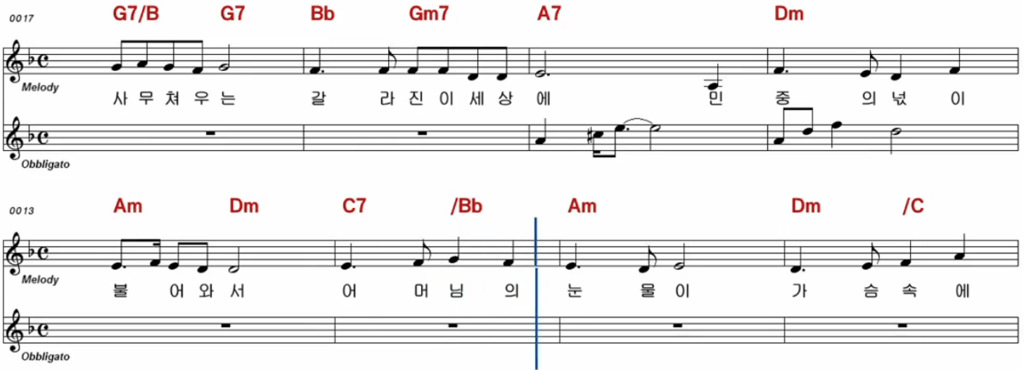 민우혁(노래를 찾는 사람들) 솔아 솔아 푸르른 솔아 악보