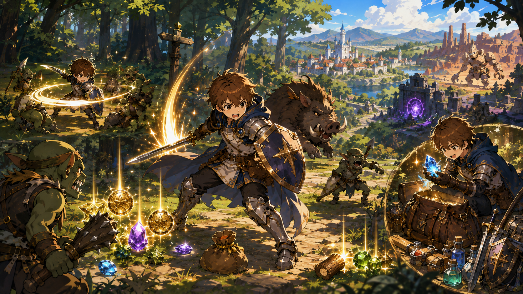 숲속 판타지 RPG 전투와 보물