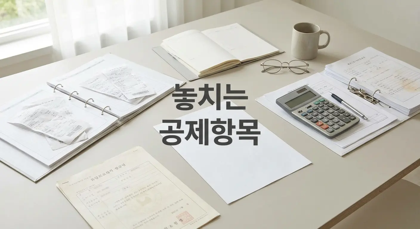 연말정산에서 공제 항목을 놓쳐 환급을 받지 못하는 상황을 설명하는 이미지