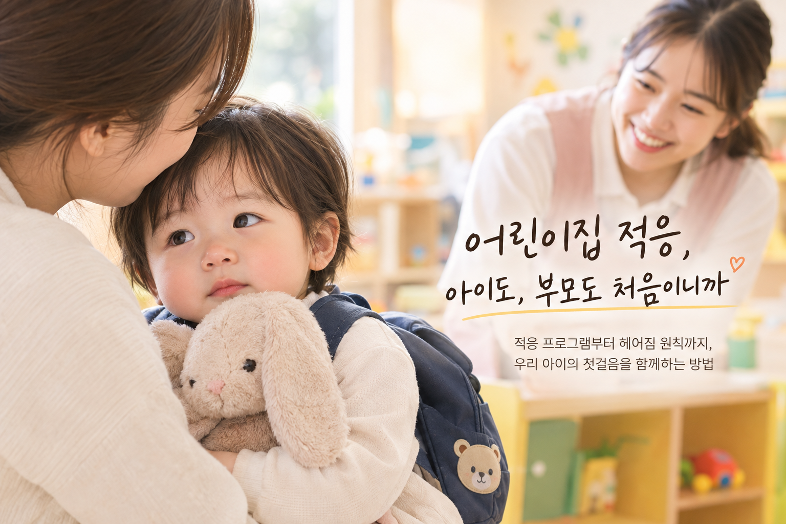 아이를 어린이집에 처음 보내는 모습의 이미지