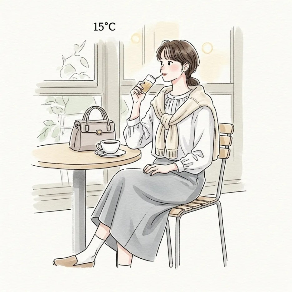 15도 이상 포근한 날씨에 여유를 즐기며 일교차에 대비하는 모습.