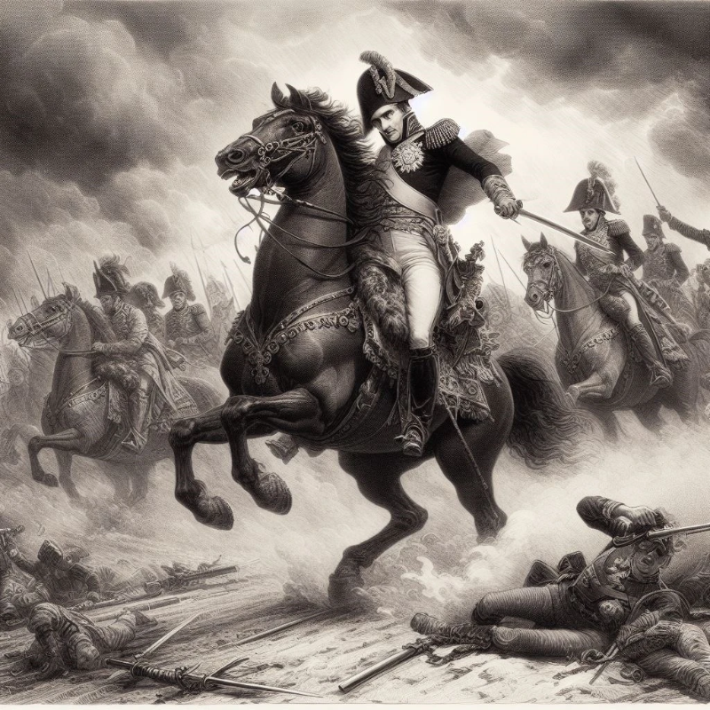 워털루전투-나폴레옹-말타고-싸우는-모습