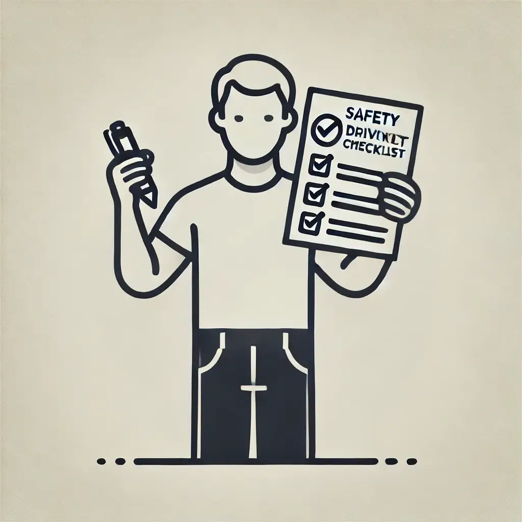 운전 안전 체크리스트를 들고 있는 남성