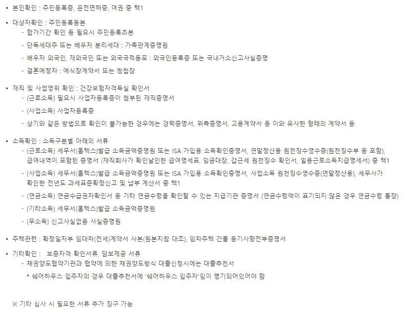 신혼부부 전세대출 제출서류