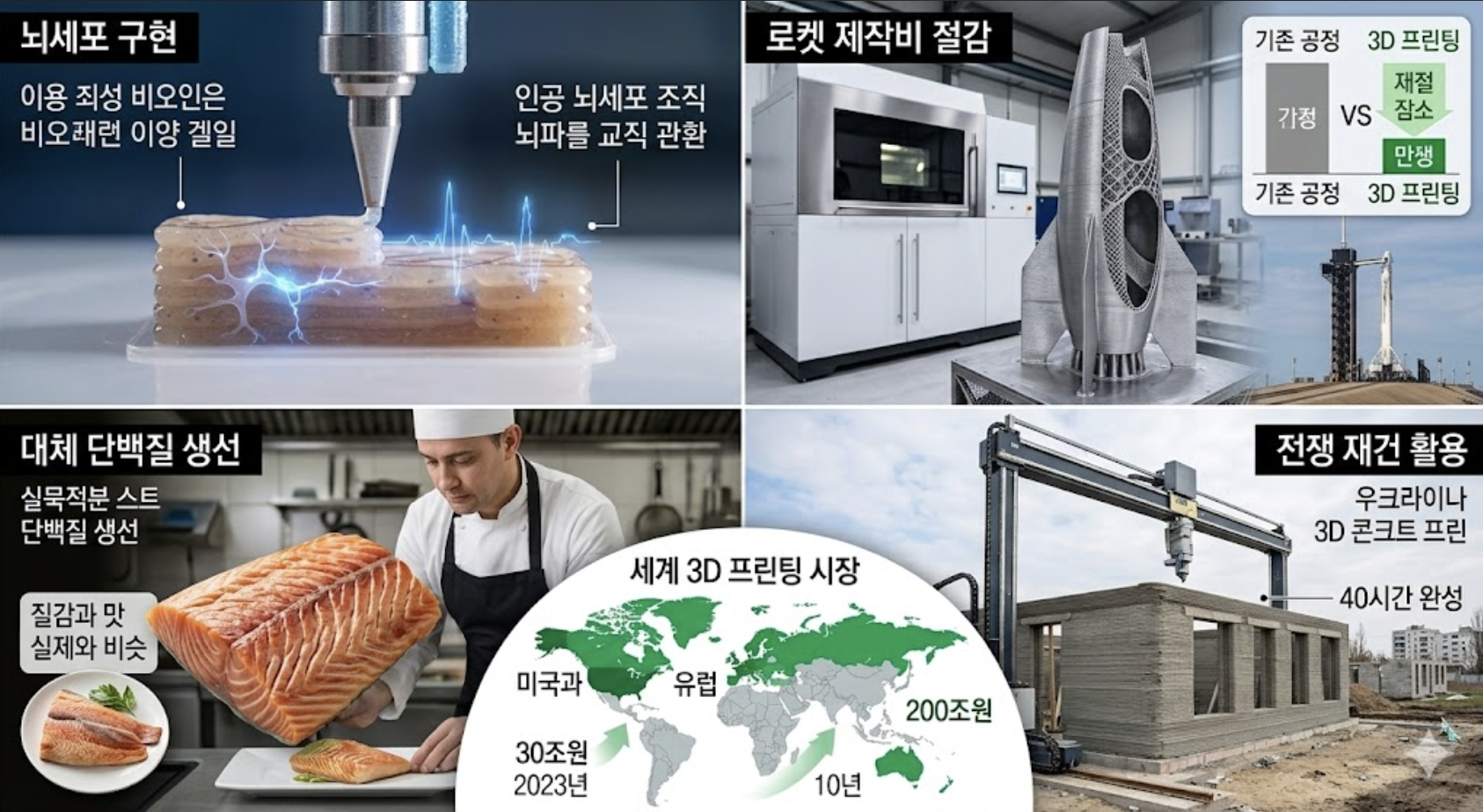 3D 프린팅 기술 (뇌세포 프린팅, 바이오프린팅, 산업 활용)